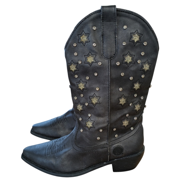 Roper Starlights Navy Studded Cowboy Boots Size 7 - Picture 13 of 13